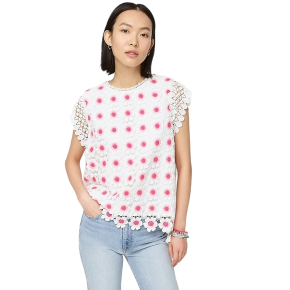J. Crew Tops - J. Crew Floral Crochet Sleeveless Top